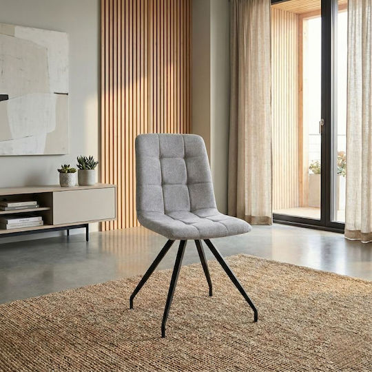 Bianca Dining Room Fabric Chair Beige - Black 43x56x84cm