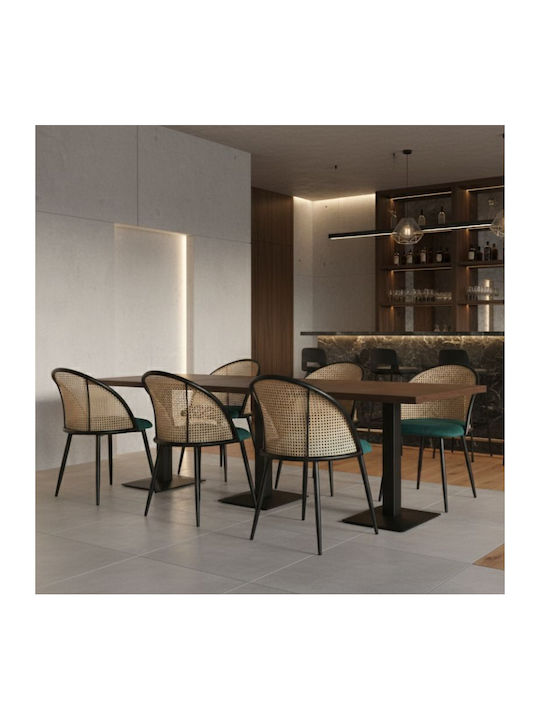 Jacob Dining Room Velvet Chair Cypress Green - Black 52x50x77cm