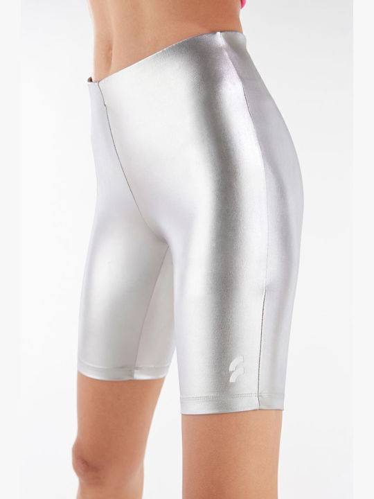 Women's Bike Everyday Legging Shiny & High Waisted Silver