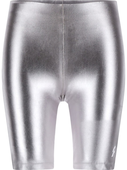 Women's Bike Everyday Legging Shiny & High Waisted Silver