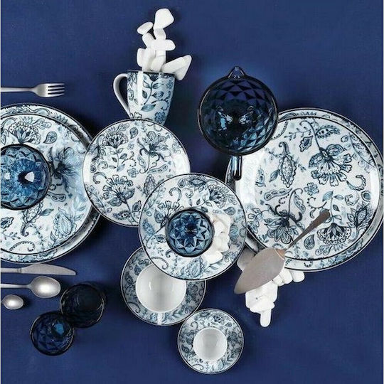 Cryspo Trio Mediterraneo Blue Porcelain Dinnerware Set 20pcs