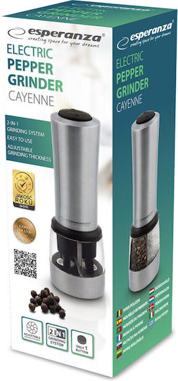 Esperanza Cayenne Set Electric Râșnițe Condimente 2 în 1 Inox în Culoare Argintiu 21cm 1buc