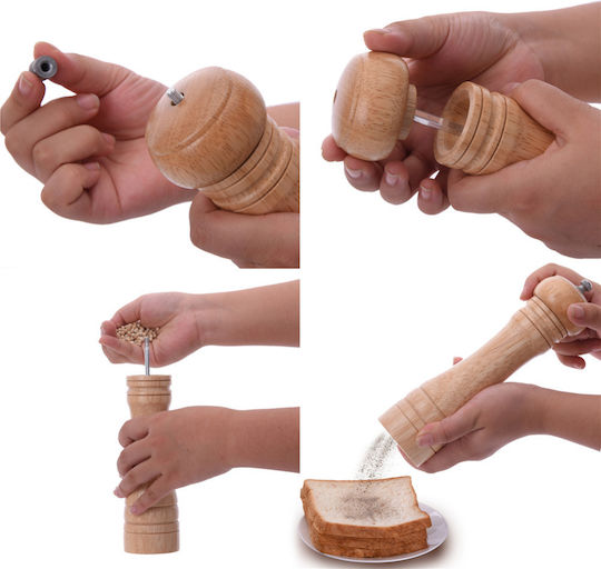Marva Set Manual Râșnițe Condimente din Lemn în Culoare Maro 14.5cm 1buc