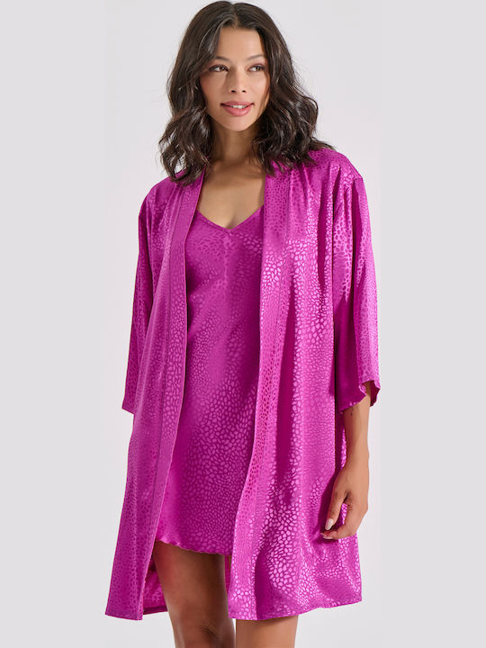 Milena by Paris Χειμερινό Γυναικείο Νυχτικό Magenta