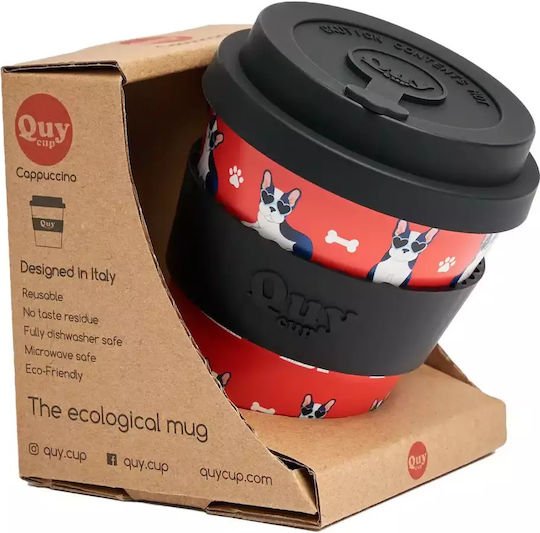 QuyCup Купа Пластмаса с капак Червен 250мл 1бр
