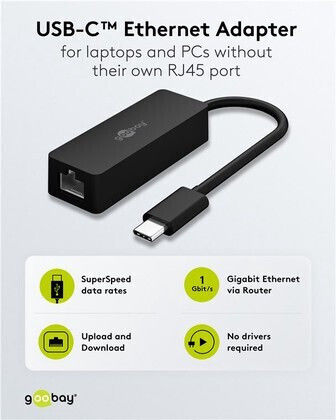 Goobay 76579 Αντάπτορας Δικτύου USB-C με Ενσύρματη Σύνδεση Gigabit Ethernet