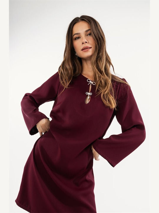 Mini Damenkleid für Hochzeit - Taufe Burgundisch