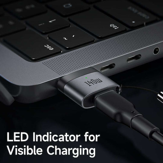 Mcdodo Otg Adapter Ot-6850 Type-C To Magsafe 3 140W Aluminum Alloy Led Indicator Macbook Air Pro Black