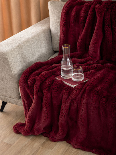 Palamaiki Heather Κουβέρτα Γούνινη Μονή 160x220εκ. Bordo