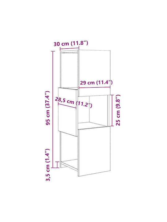 Office Storage Chipboard Cabinet White L30.5xW30xH95cm