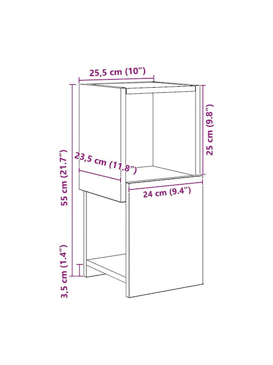 Office Storage Chipboard Cabinet White L25.5xW25xH55cm
