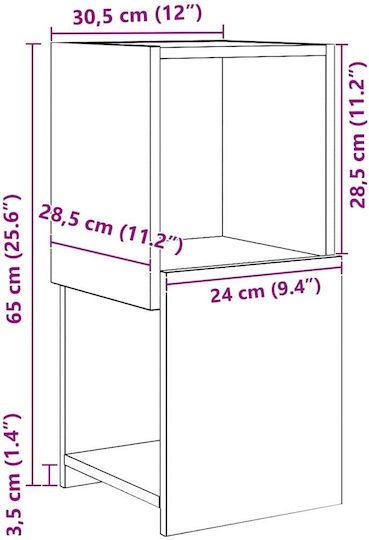 Дървен Бюро Шкаф Бял 30.5x30x65см