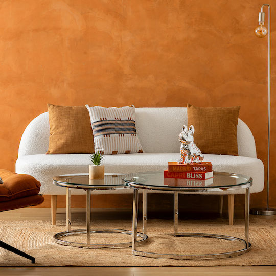 Atmosphera Atmosphera Sofa Cushion Jacquard 100% Cotton Ecru Brown 40x40cm