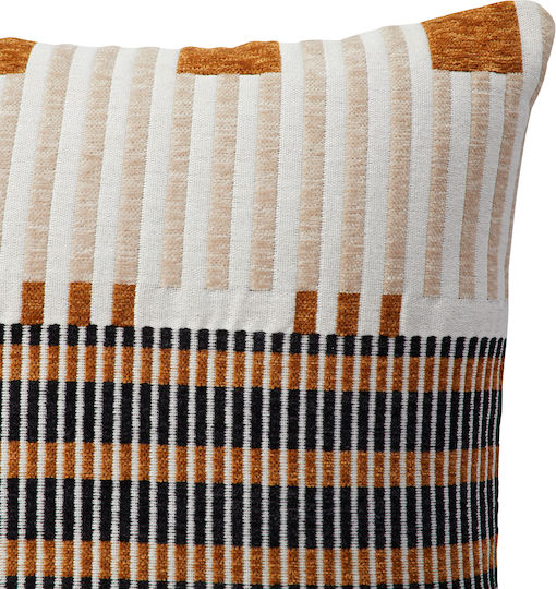 Atmosphera Atmosphera Sofa Cushion Jacquard 100% Cotton Ecru Brown 40x40cm