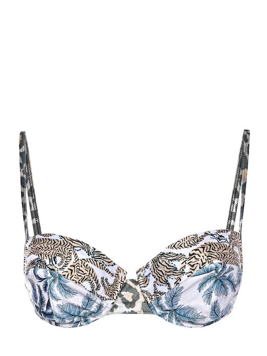 Topuri De Bikini Sutien Ecru, Cafeniu, Bleu