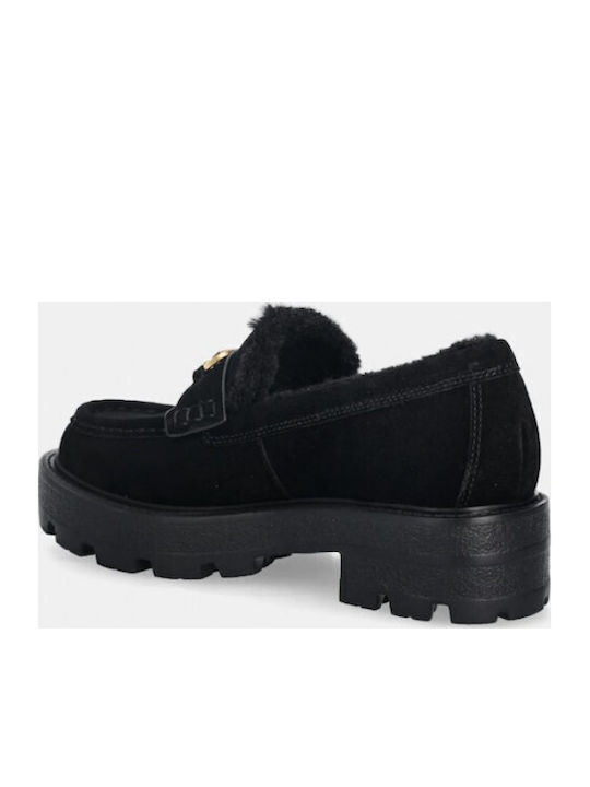Leather Women's Loafers in Black Color