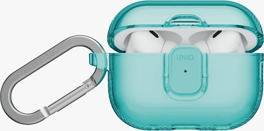 Uniq Glase Case Silicone with Hook in Turquoise color for Apple AirPods Pro 3