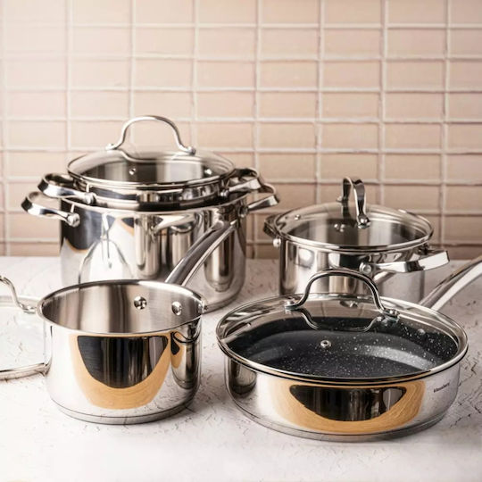 Klausberg Stainless Steel Pots Set Silver 9 Pieces