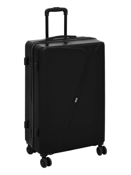 5Five Hard Travel Suitcases Black with 4 Wheels Set 3pcs