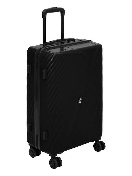 5Five Hard Travel Suitcases Black with 4 Wheels Set 3pcs