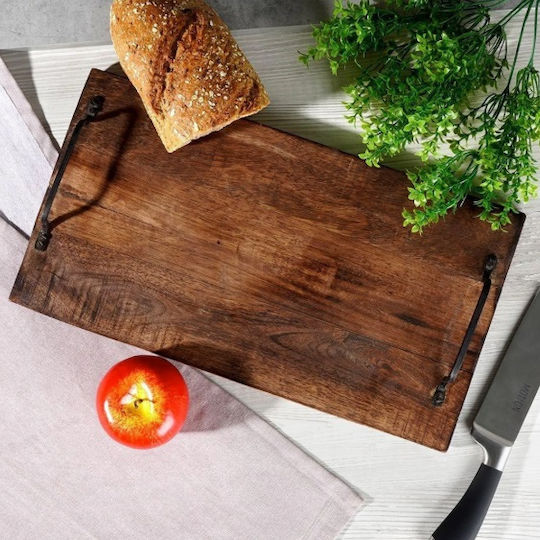 Marva Mango Wooden Cheese Serving Platter with Handle 40.5x22x6cm