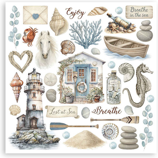 Rub-on Album Set Bronze 15.5×15.5cm Stamperia Silent Sea