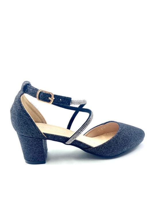 Kids Ballerinas with Adjustable Metal Clasp Black