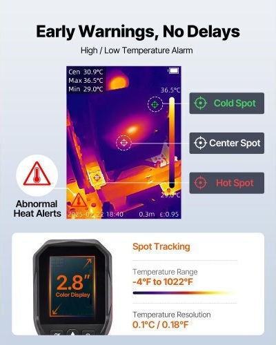Vevor Handheld Thermal Camera with Screen 2.8" 0°C SCSYHWRXY28I8QOUT001V9