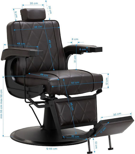 Barber Equipment Barber Chair Brown with Adjustable Height and Hydraulic Lifting