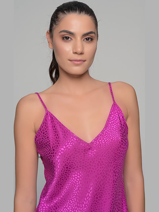 Milena by Paris Χειμερινή Γυναικεία Ρόμπα με Νυχτικό Magenta
