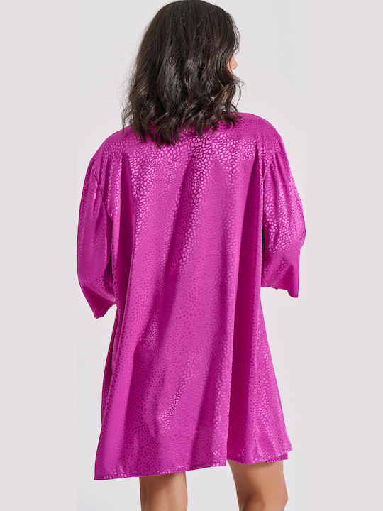Milena by Paris Χειμερινή Γυναικεία Ρόμπα με Νυχτικό Magenta