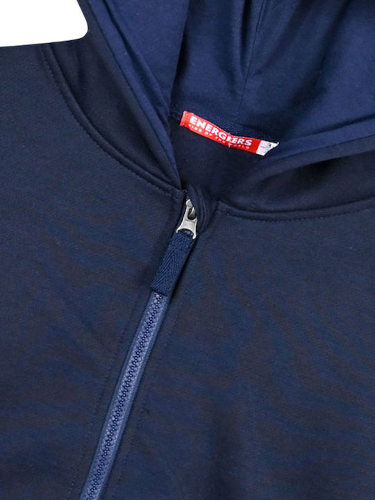 Kinder-Sweatshirt Jacke mit Kapuze und Taschen Dunkelblau Basic