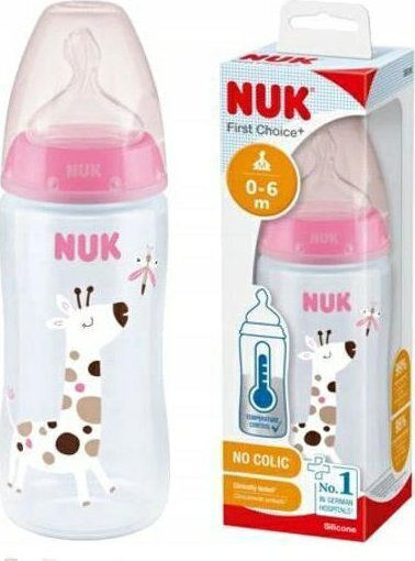 Nuk Plastic Baby Bottle Anti-Colic with Silicone Nipple for 0-6 months Pink 300ml