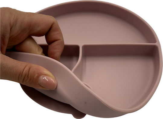 Excellent Houseware Baby Food Plate made of Silicone Pink