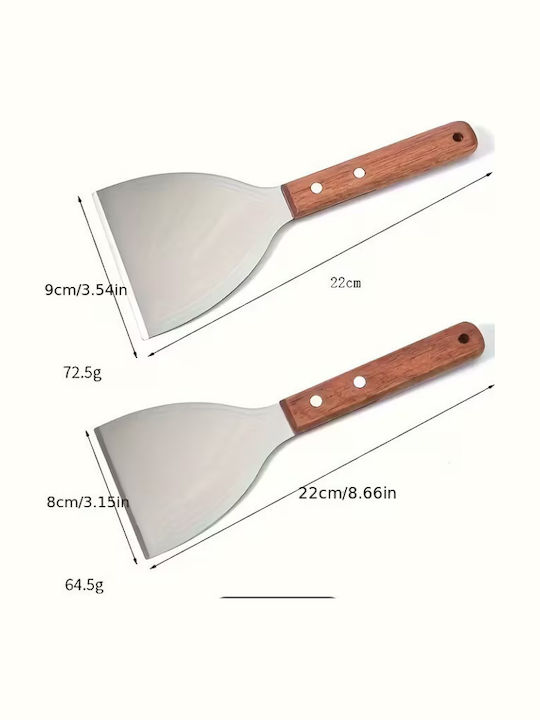 Set 2 Piese Spatule Pentru Grătar Bbq Mâner Din Lemn