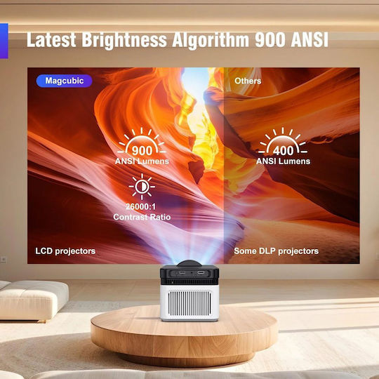TOPLEO HY450 B0F3DH5Q2S Mini Projektor DLP Full HD LED-Lampe mit Wi-Fi und Eingebauten Lautsprechern Weiß