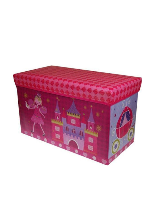 Next Children's Stool with Storage Space made of Fabric Fairy with Castle Fuchsia 60x35x35cm 1pcs