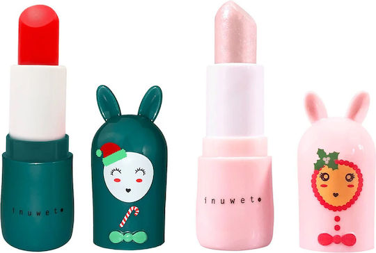 Inuwet Duo Stars Set Duo Χριστουγεννιάτικο Σετ 2 Ενυδατικά Lip Balm Άρωμα Κεράσι Ζαχαρωτό 2x3.5gr
