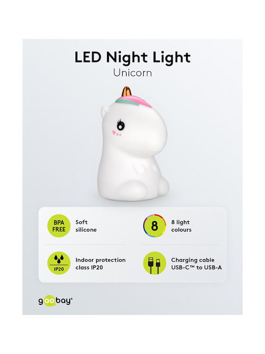 Goobay Nursery Night Light LED Unicorn Battery White Warm with Sensor
