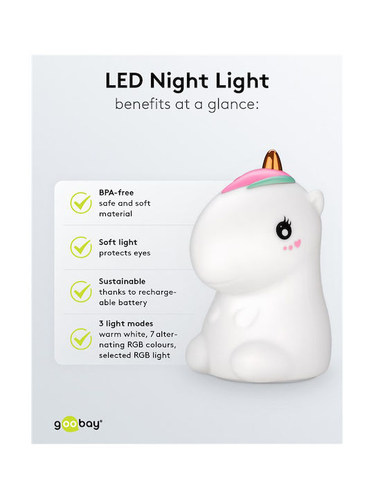 Goobay Nursery Night Light LED Unicorn Battery White Warm with Sensor