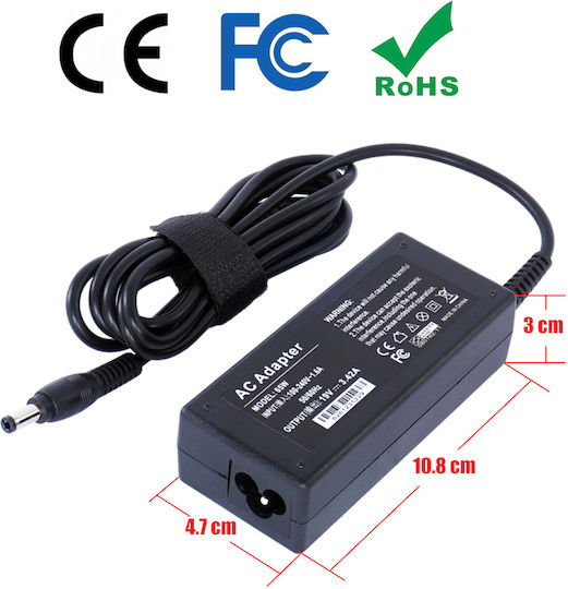 Τροφοδοτικό Laptop Ac Adapter Φορτιστής Toshiba 19v 3.42a 65w 5.5mm X 2.5mm P300-1gq Pspcce-04v00uge Laptop Notebook Charger Oem Υψηλής Ποιότητας Κωδ.60012