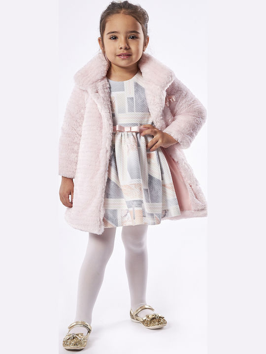 Kinderkleid Kurzärmelig Tüll Set mit Mantel Rosa