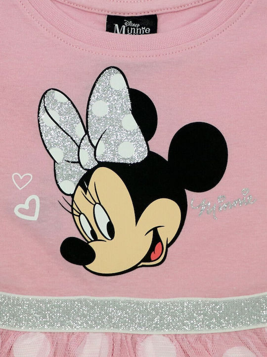 Minnie Παιδικό Φόρεμα Αμάνικο Τούλινο Πουά Ροζ