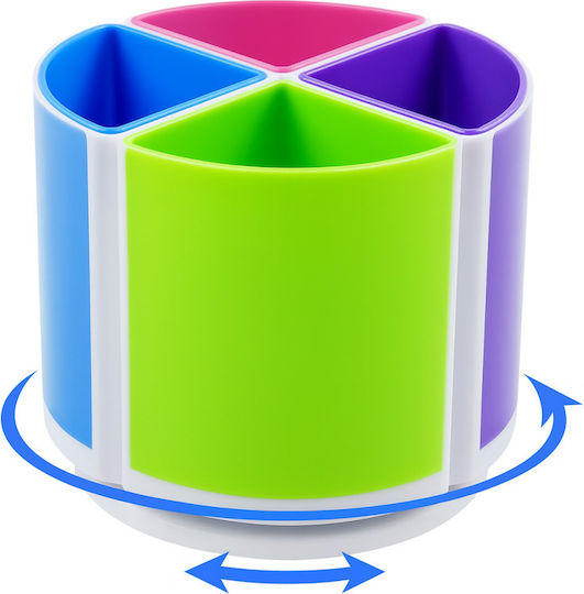 Suport Rotativ Pentru Creioane La 360 De Grade 4 Compartimente Detasabile Diametru 10 Cm Multicolor