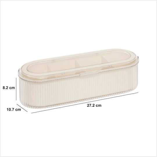 5Five Plastic Storage Box with Lid Beige 27.2x10.7x8.2cm 1pcs