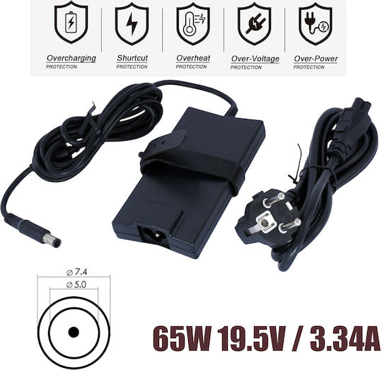 Laptop Power Adapter Charger Dell Ha65ns5-00 09rn2c Ha65nm130 6tm1c Pa-12 A065r039l La65nm130 19.5v 3.34a 7.4mm X 5.0mm Laptop Notebook Charger Slim Oem Code 60042slim