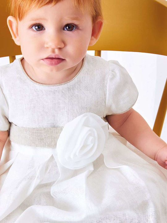 Girls Dress Short Sleeve Ecru