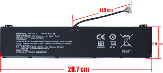 Kompatible Batterie für Acer Raubtier Acer Predator Triton 300SE, Nitro 14, Nitro 16 mit 4830mAh