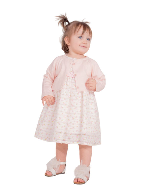 Girls Dress Short Sleeve Tulle Floral Ecru
