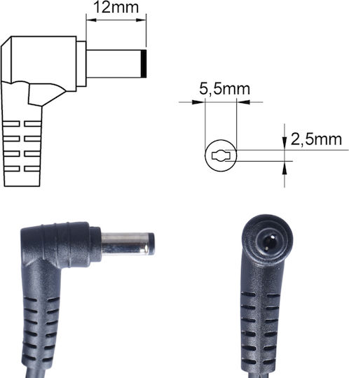 Τροφοδοτικό Laptop Ac Adapter Φορτιστής Asus 65w 19v Pa-1650-02 Exa1208eh Pa-1650-78 3.42a 5.5mm X 2.5mm Laptop Notebook Charger Oem Υψηλής Ποιότητας Κωδ.60055